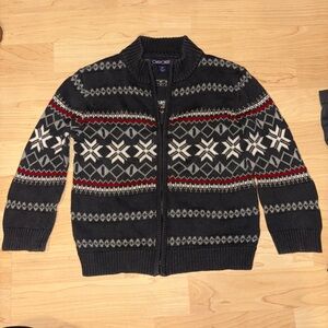 Cherokee Kids Gray Zip-Up Sweater with Snowflake Pattern